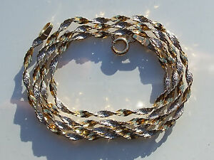 【貨物輸送無料】宝飾品・付属品 ゴールドビコロールボーコリアーシェーネトルサデtres beau collier ou chaine torsade en or bicolore 18k 7501000  lg 42,5糎