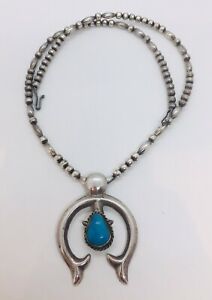 【貨物輸送無料】宝飾品・付属物 ヴィンテージナバホネイティブアメリカンシルバースターリングターコイズナジャパールコリアーvintage navajo native american argent sterling turquoise naja perle collier