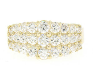 【貨物輸送無料】宝飾品・添え物 ソリッドイエローピラミッドリング14k solide or jaune qualite exceptionnelle femmes cz pyramidal agglomeree bague