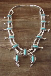 【送料無料】ジュエリー・アクセサリー ナバホジュエリーターコイズスカッシュブロッサムネックレスボビーnavajo bijoux turquoise squash blossom collier par bobby