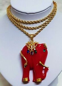 【貨物輸送無料】宝飾品・付属品 ヴィンテージエレファントベークライトクリスタルサファイアエメラルドネックレスcollier pendentif vintage elephant bakelite cristal saphir amethyste emeraude g7
