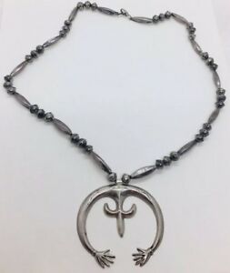 【貨物輸送無料】宝飾品・付属物 ヴィンテージナバホネイティブアメリカンシルバースターリングナジャパールコリアーvintage navajo native americain argent sterling naja perle collier