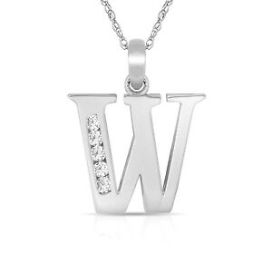 【貨物輸送無料】宝飾品・付属物 ネックレスペンダントホワイトlettre  w  initiale collier pendentif 14k or blanc