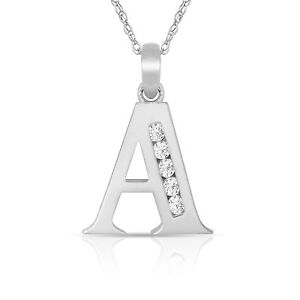 【貨物輸送無料】宝飾品・付属物 ネックレスペンダントホワイトlettre  a  initiale collier pendentif 14k or blanc