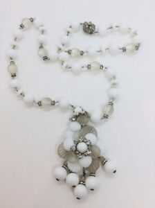【貨物輸送無料】宝飾品・付属物 ミリアムハスケルオールドホワイトガラスフロストガラスデザインネックレスストラスmiriam haskell ancien blanc amp; verre givre design coque collier strass