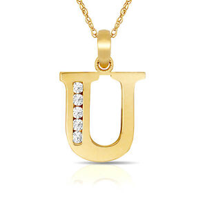 【貨物輸送無料】宝飾品・付属物 レターネックレスペンダントlettre  u  initiale collier pendentif 14k or jaune