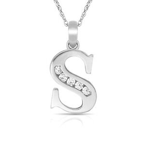 【貨物輸送無料】宝飾品・付属物 レターイニシャルネックレスペンダントホワイトlettre s initiale collier pendentif 14k or blanc