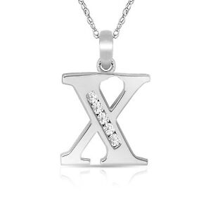 【貨物輸送無料】宝飾品・付属物 ネックレスペンダントホワイトlettre  x  initiale collier pendentif 14k or blanc