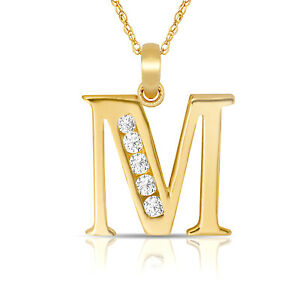【貨物輸送無料】宝飾品・付属物 ネックレスペンダントイエローlettre  m  initiale collier pendentif 14k or jaune