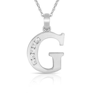 【貨物輸送無料】宝飾品・付属物 ネックレスペンダントホワイトlettre  g  initiale collier pendentif 14k or blanc