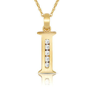 【貨物輸送無料】宝飾品・付属物 レターネックレスペンダントイエローlettre  i  initiale collier pendentif 14k or jaune