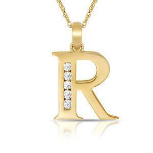 【貨物輸送無料】宝飾品・付属物 レターネックレスペンダントイエローlettre  r  initiale collier pendentif 14k or jaune