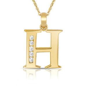 【貨物輸送無料】宝飾品・付属物 ネックレスペンダントイエローlettre  h  initiale collier pendentif 14k or jaune