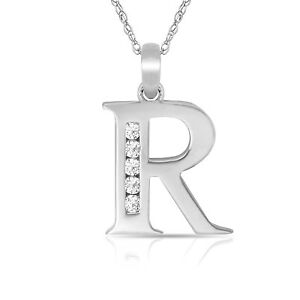 【貨物輸送無料】宝飾品・付属物 レターネックレスペンダントホワイトlettre  r  initiale collier pendentif 14k or blanc
