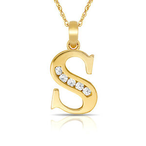 【貨物輸送無料】宝飾品・付属物 レターイニシャルネックレスペンダントイエローlettre s initiale collier pendentif 14k or jaune