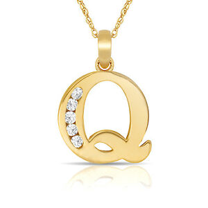 【貨物輸送無料】宝飾品・添え物 レターネックレスペンダントイエローlettre  q  initiale collier pendentif 14k or jaune