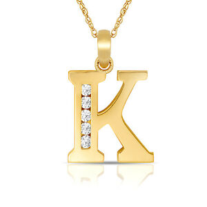 【貨物輸送無料】宝飾品・付属物 レターネックレスペンダントイエローlettre  k  initiale collier pendentif 14k or jaune