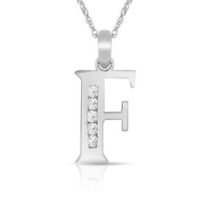 【貨物輸送無料】宝飾品・付属物 ネックレスペンダントホワイトlettre  f  initiale collier pendentif 14k or blanc