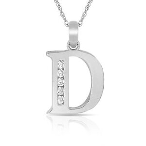 【貨物輸送無料】宝飾品・付属物 ネックレスペンダントホワイトlettre  d  initiale collier pendentif 14k or blanc