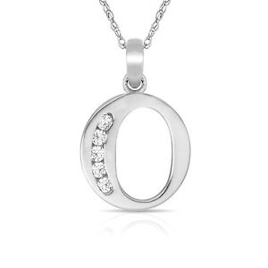 【貨物輸送無料】宝飾品・付属物 ネックレスペンダントホワイトlettre  o  initiale collier pendentif 14k or blanc