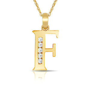 【貨物輸送無料】宝飾品・付属物 ネックレスペンダントイエローlettre  f  initiale collier pendentif 14k or jaune