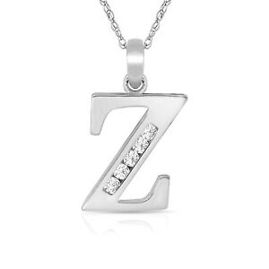 【貨物輸送無料】宝飾品・付属物 ネックレスペンダントホワイトlettre  z  initiale collier pendentif 14k or blanc