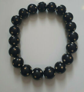 【送料無料】ジュエリー・アクセサリー イタリアヴァレンティーノネックレスヴィンテージボールcollier valentino made in italy,en resine boule noire ajoure sur fil,vintage