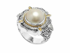 【貨物輸送無料】宝飾品・付属品 シルバーリングゴールドダイモンドパールbague en argent avec 18k or et dimond, perle arg8038pe152糎