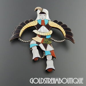 【貨物輸送無料】宝飾品・添え物 ジョナサンベユカズニシルバースターリングジェムイーグルダンサーグランドブローチペンダントjonathan beyuka zuni argent sterling gemme aigle danseuse grand broche pendent