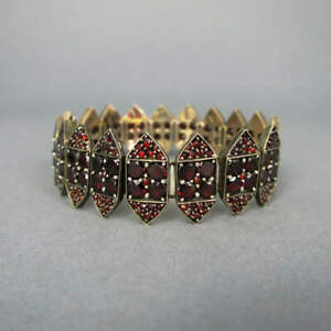 【送料無料】ジュエリー・アクセサリー グラナツシュタイネンプレートアンティークビジーゴールドブレスレットmagnifique antique bracelet en or occupe avec plat granatsteinen