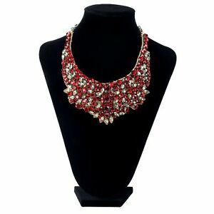 【貨物輸送無料】宝飾品・佩び物 バレンティーノガラヴァーニクリスタルカラーvalentino garavani femmes rouge argent cristal col collier imposant