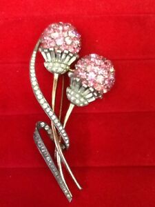 【貨物輸送無料】宝飾品・添え物 ペニノスターリングラージピンクブローフラワーダブルブローチpennino sterling large broche double pink blow flower