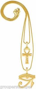 【送料無料】ジュエリー・アクセサリー ホルスセットエジプトクロスアソートチェーンアンクankh et ?il de horus ensemble collier egyptien croix 24 762cm assortis chaines