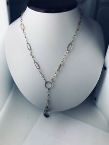 【貨物輸送無料】宝飾品・佩び物 イタリアソリッドスモークトパズドロップリンクスコリアーneuf solide 14k or fume topaze goutte liens collier fabrique en italie