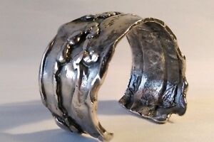 【貨物輸送無料】宝飾品・付属物 シルバーブロンズアーティストブレスレットbrutaliste bracelet sculpture en bronze argente soude travail dartiste 1970