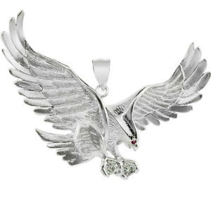 【貨物輸送無料】宝飾品・付属物 フライトペンダントホワイトイーグルfin 10k blanc or aigle en 音の大きさ pendentif avec cz fait aux usa