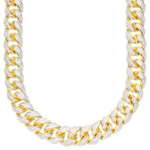【貨物輸送無料】宝飾品・付属物 スターリングシルバーブリングチェーンマイアミゴールドsterling 925 argent cz bling chaine  miami curb 12粍 gold