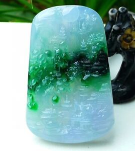 【貨物輸送無料】宝飾品・佩び物 エメラルドサングリーンジェイダイトジェイドexquisite emerald sun green jadeite jade landscape pendant yx1216