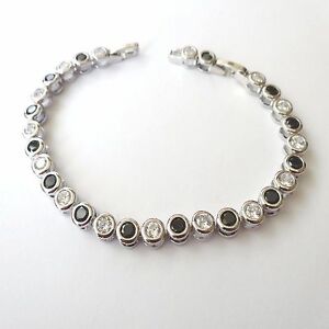【送料無料】ジュエリー・アクセサリー ブラッチャレテニスウオーナカラーアルジェントジルコニビアンキネリbracciale tennis uomo donna colore argento zirconi bianchi neri 18 20 cm 16 n