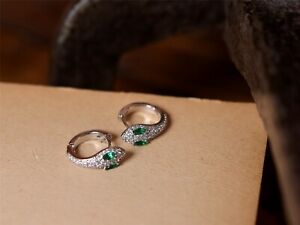 【送料無料】ジュエリー・アクセサリー イヤリングスモールシルバークレオールリンググリーンサーペントメッキゴールドboucles doreilles petit creole argente anneau serpent vert plaque or cz g6 104