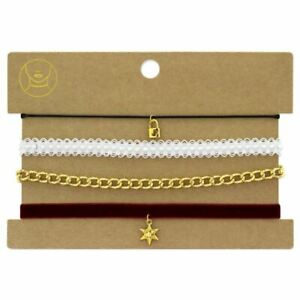 【送料無料】ジュエリー・アクセサリー レッドベルベットスターパールズラスネックセットサイズrouge velours etoile et perles ras du cou set 4 collier un taille etroit 13,845円