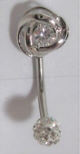 【送料無料】ジュエリー・アクセサリー スチールクリアクリスタルボールクリトリスクリトリスフードリングsurgical steel clear gem flower swirl crystal ball vch clitoral clit hood ring