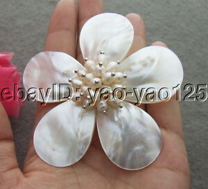 【送料無料】ジュエリー・アクセサリー パールマザーパールシェルブローチwhite pearl mother of pearl shell flower brooch｜hokushin