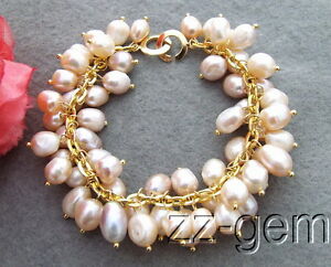 【送料無料】ジュエリー・アクセサリー ピンクバロックパールブレスレットb1208036 8x10mm pink baroque pearl bracelet