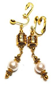 【送料無料】ジュエリー・アクセサリー クリップドロップペンダントシックボボペールパールローズtres longue or pale perle rose avec clip oreilles goutte pendantes chic bobo