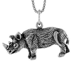 【送料無料】ジュエリー・アクセサリー シルバースターリングライノペンダントブレロックインチイタリアンチェーンボックスargent sterling rhino pendentif breloque, 18 italien boite chaine