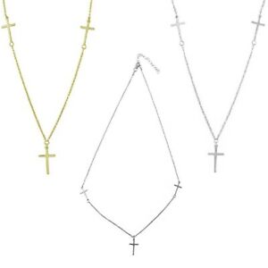 【送料無料】ジュエリー・アクセサリー シルバースターリングクロスネックレスイタリアargent sterling 3 croix collier, fabrique en italie