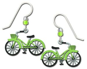 【送料無料】ジュエリー・アクセサリー シエナスカイレトログリーンバイクイヤリングハンドペイントヴィンテージメイドsienna sky retro green bike earrings hand painted vintage bicycle made usa 925