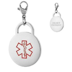 【送料無料】ジュエリー・アクセサリー スチールラウンドブレロケフェルモワールcoeur patient acier inoxydable alerte medicale forme ronde breloque wfermoire