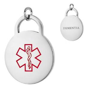 【送料無料】ジュエリー・アクセサリー ラウンドペンダントチャームフリーチェーンdementia acier inoxydable medicale rond pendentif breloque, gratuit chaine